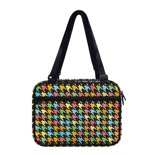 Colorful Houndstooth Print Double Strap Bible Bag