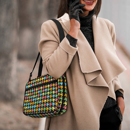 Colorful Houndstooth Print Double Strap Bible Bag