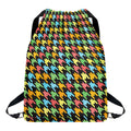 Colorful Houndstooth Print Drawstring Backpack
