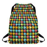 Colorful Houndstooth Print Drawstring Backpack