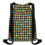 Colorful Houndstooth Print Drawstring Backpack