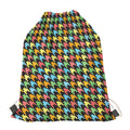 Colorful Houndstooth Print Drawstring Bag