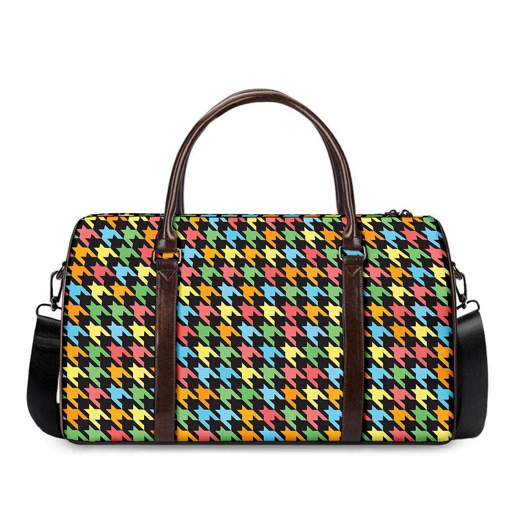 Colorful Houndstooth Print Duffle Bag