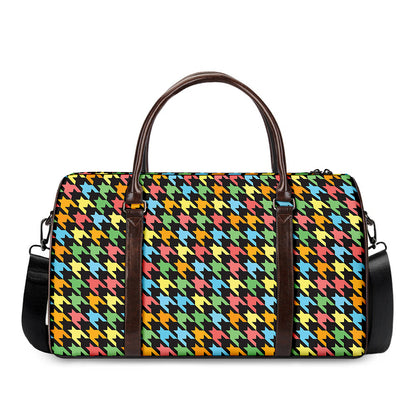 Colorful Houndstooth Print Duffle Bag