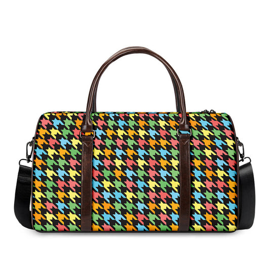 Colorful Houndstooth Print Duffle Bag