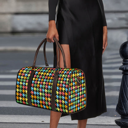 Colorful Houndstooth Print Duffle Bag