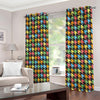 Colorful Houndstooth Print Extra Wide Grommet Curtains