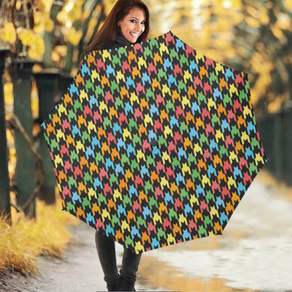 Colorful Houndstooth Print Foldable Umbrella