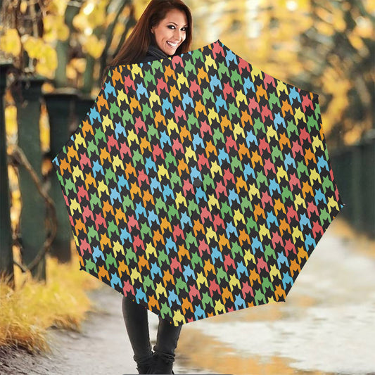 Colorful Houndstooth Print Foldable Umbrella