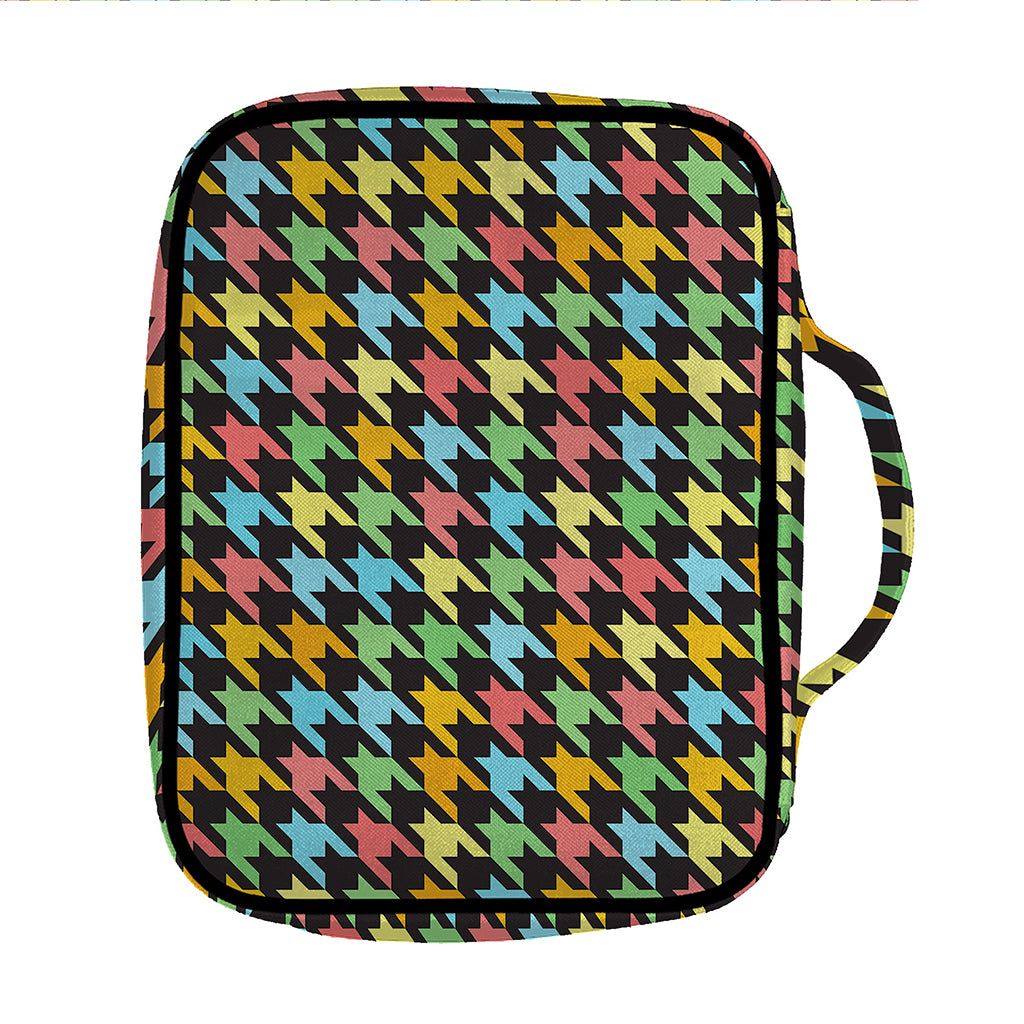 Colorful Houndstooth Print Front Pocket Bible Bag