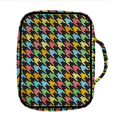Colorful Houndstooth Print Front Pocket Bible Bag