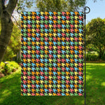 Colorful Houndstooth Print Garden Flag