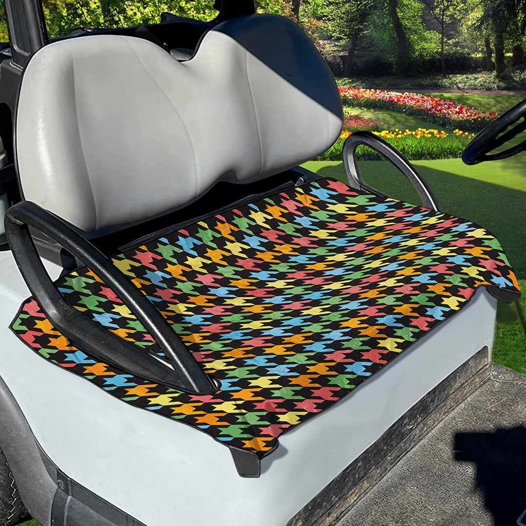 Colorful Houndstooth Print Golf Cart Seat Cover