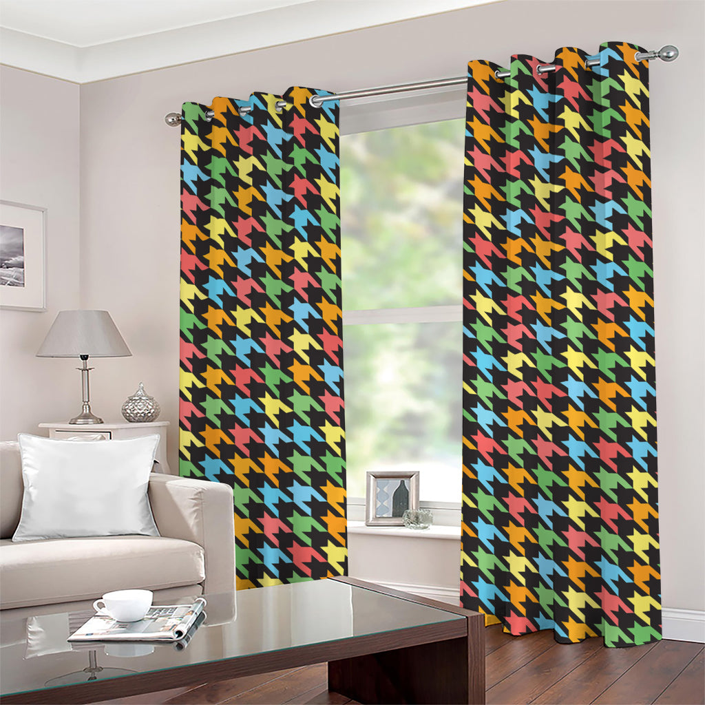 Colorful Houndstooth Print Grommet Curtains