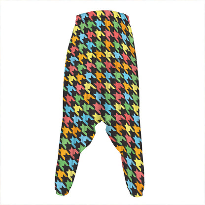Colorful Houndstooth Print Hammer Pants