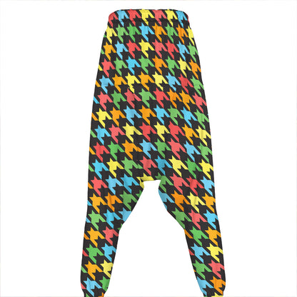 Colorful Houndstooth Print Hammer Pants