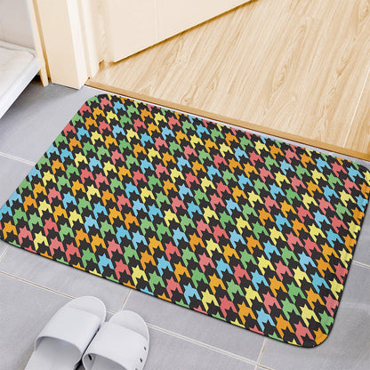 Colorful Houndstooth Print Indoor Door Mat