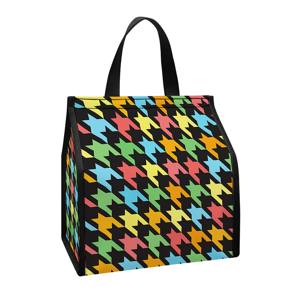 Colorful Houndstooth Print Insulated Lunch Tote