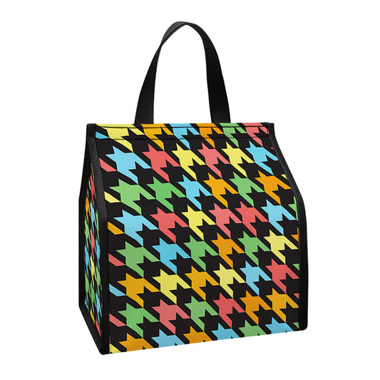 Colorful Houndstooth Print Insulated Lunch Tote