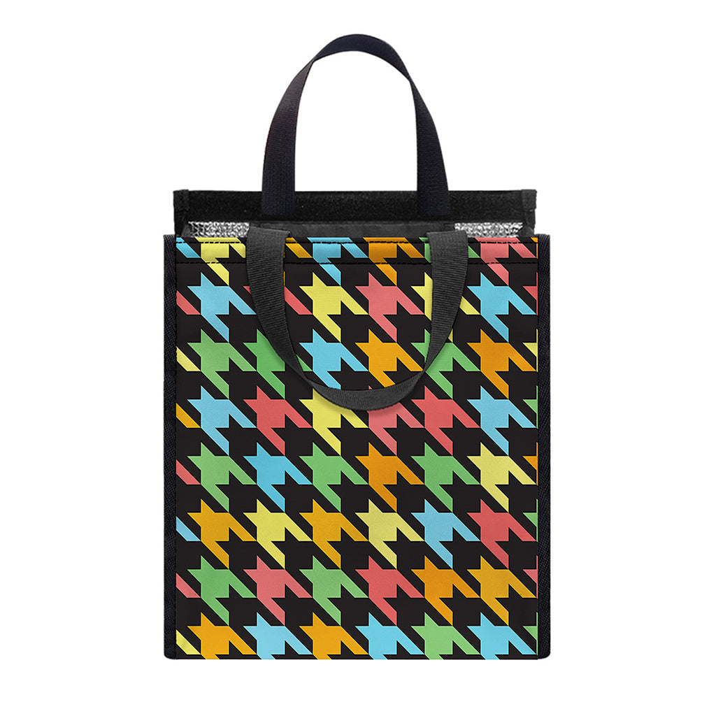 Colorful Houndstooth Print Insulated Lunch Tote