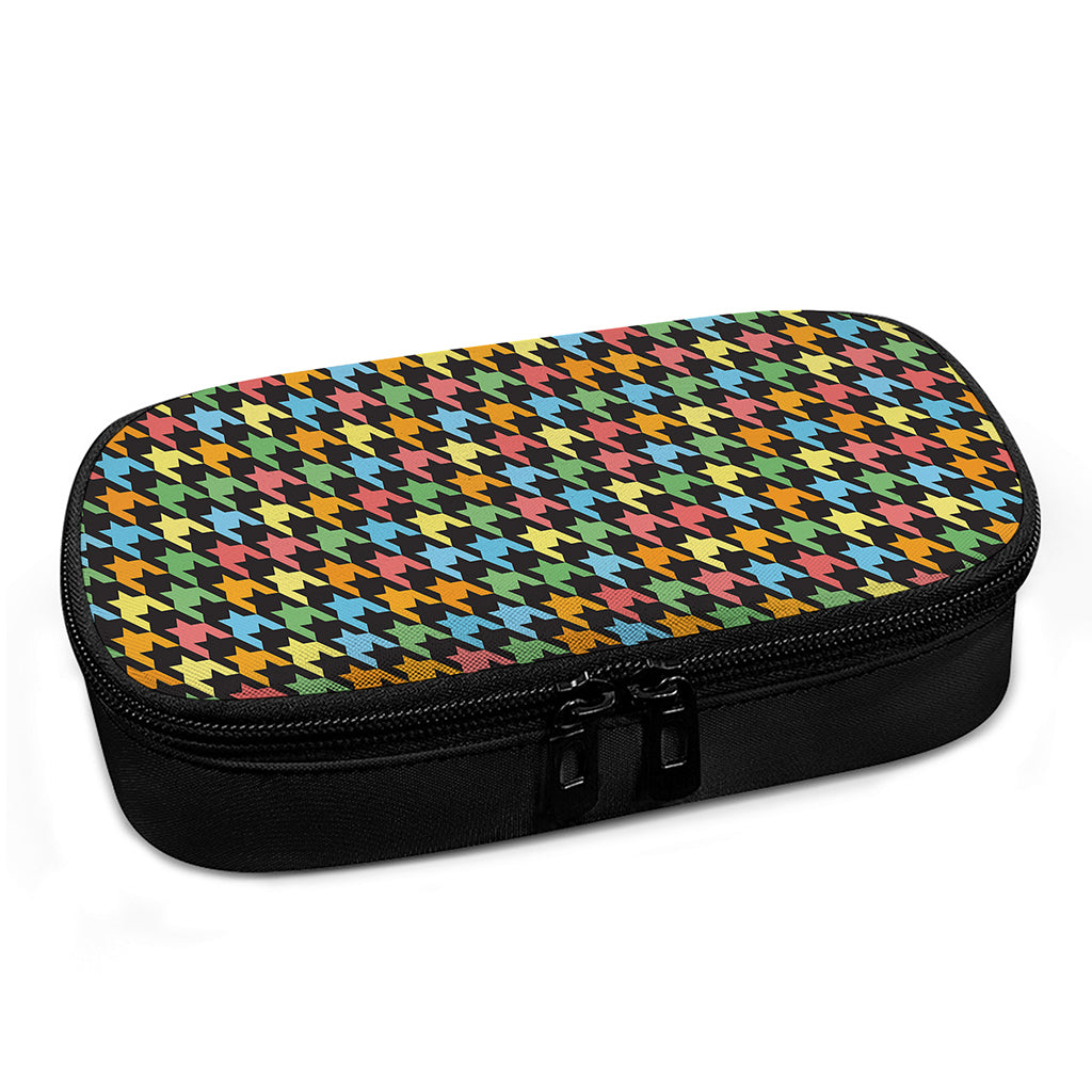 Colorful Houndstooth Print Insulin Cooler Travel Case