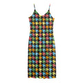 Colorful Houndstooth Print Jersey Midi Cami Dress