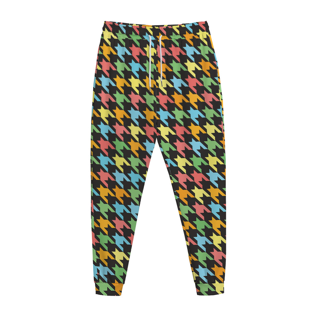 Colorful Houndstooth Print Jogger Pants