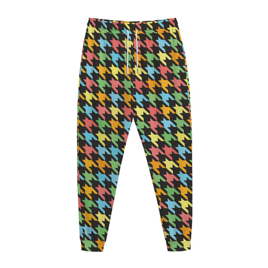 Colorful Houndstooth Print Jogger Pants