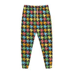 Colorful Houndstooth Print Jogger Pants
