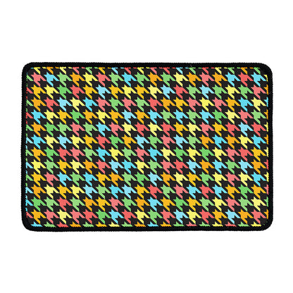 Colorful Houndstooth Print Kitchen Mat