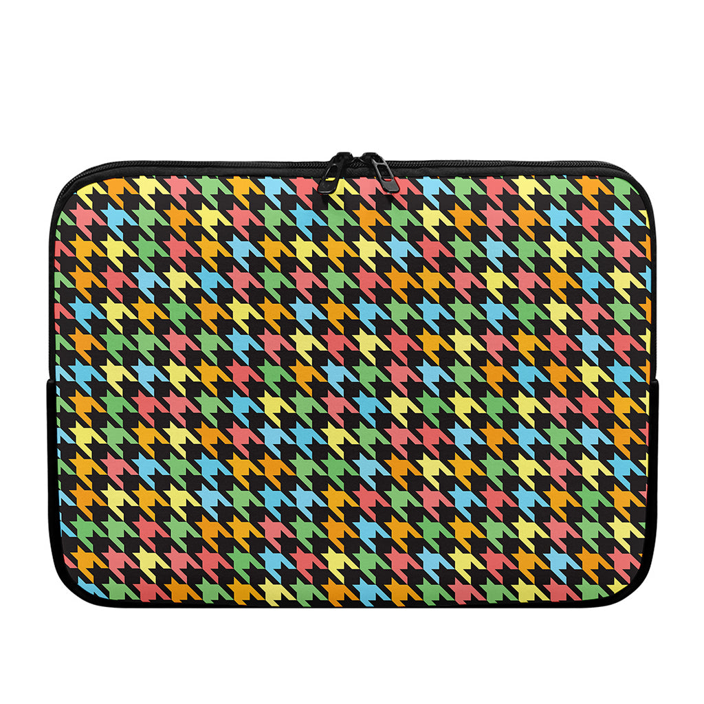 Colorful Houndstooth Print Laptop Sleeve