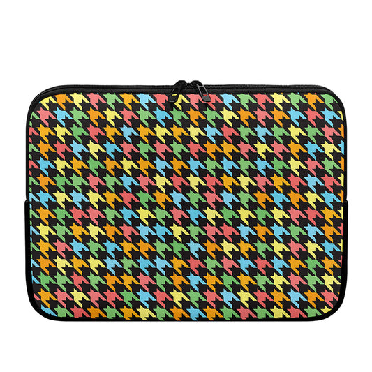 Colorful Houndstooth Print Laptop Sleeve