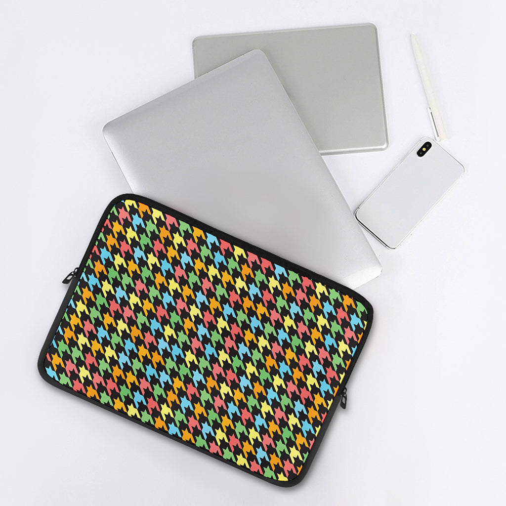 Colorful Houndstooth Print Laptop Sleeve