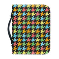 Colorful Houndstooth Print Leather Bible Cover