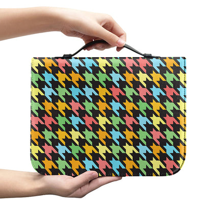 Colorful Houndstooth Print Leather Bible Cover