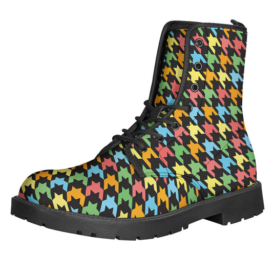 Colorful Houndstooth Print Backpack