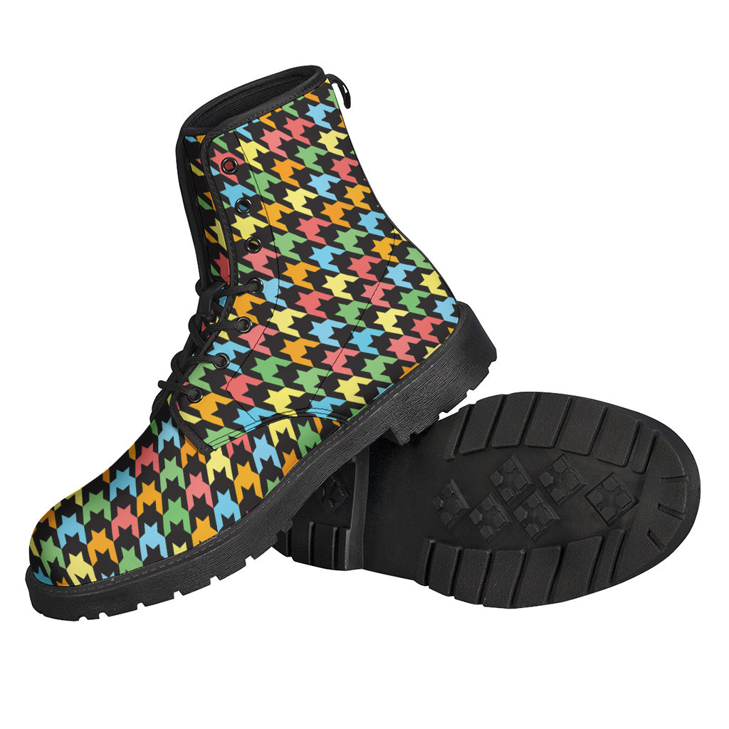 Colorful Houndstooth Print Backpack