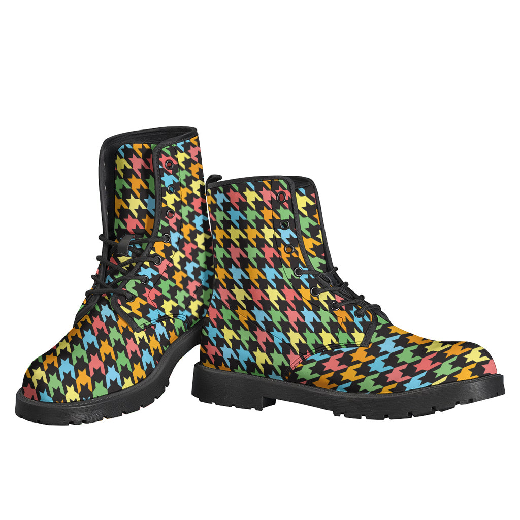 Colorful Houndstooth Print Backpack