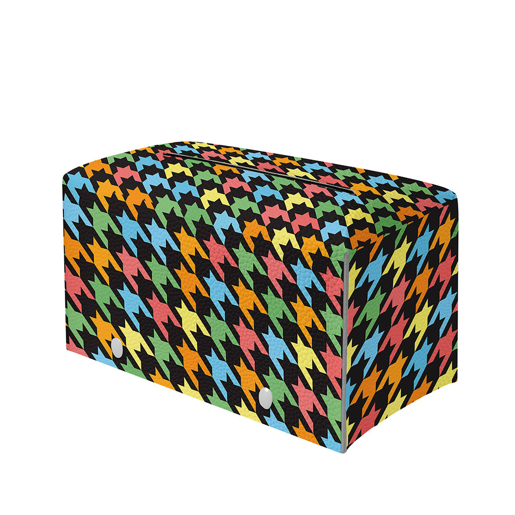 Colorful Houndstooth Print Leather Tissue Box Cover