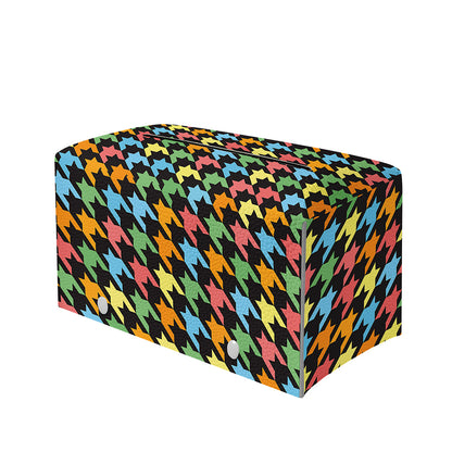 Colorful Houndstooth Print Leather Tissue Box Cover