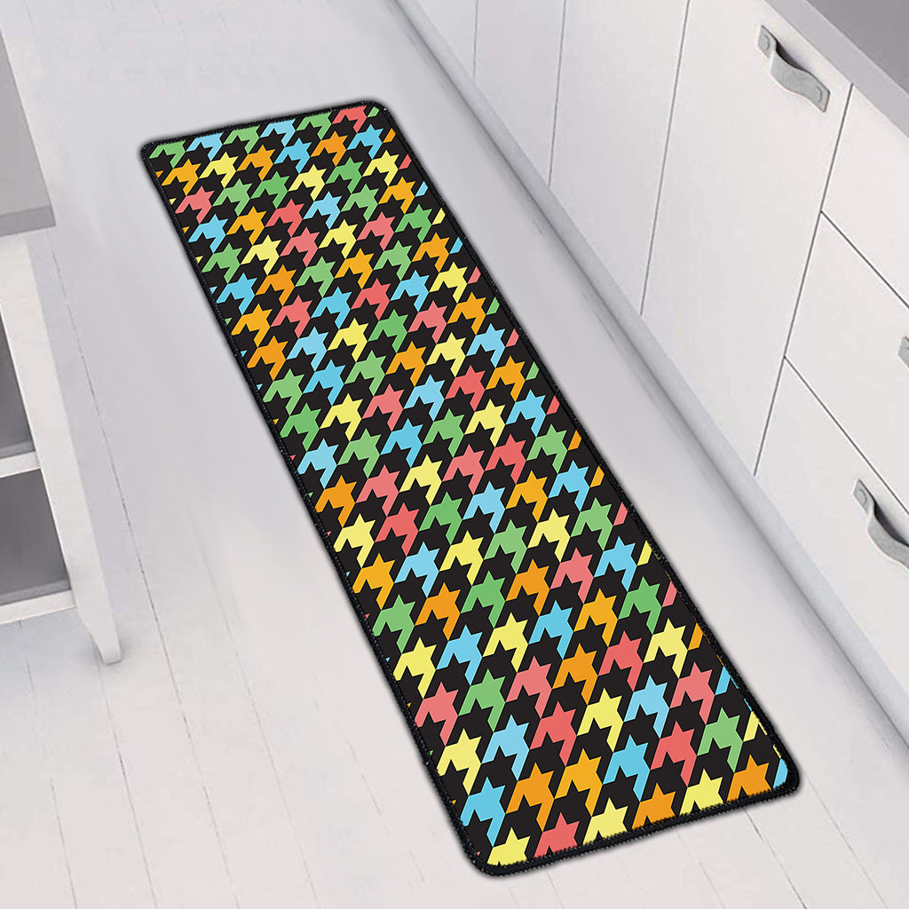 Colorful Houndstooth Print Long Kitchen Mat