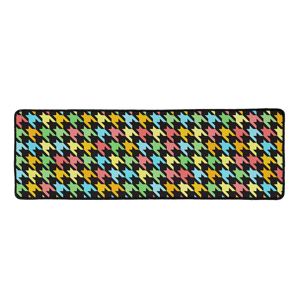 Colorful Houndstooth Print Long Kitchen Mat