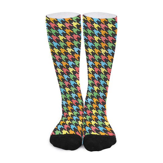 Colorful Houndstooth Print Long Socks