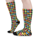 Colorful Houndstooth Print Long Socks