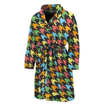 Colorful Houndstooth Print Men's Bathrobe
