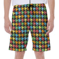 Colorful Houndstooth Print Men's Beach Shorts