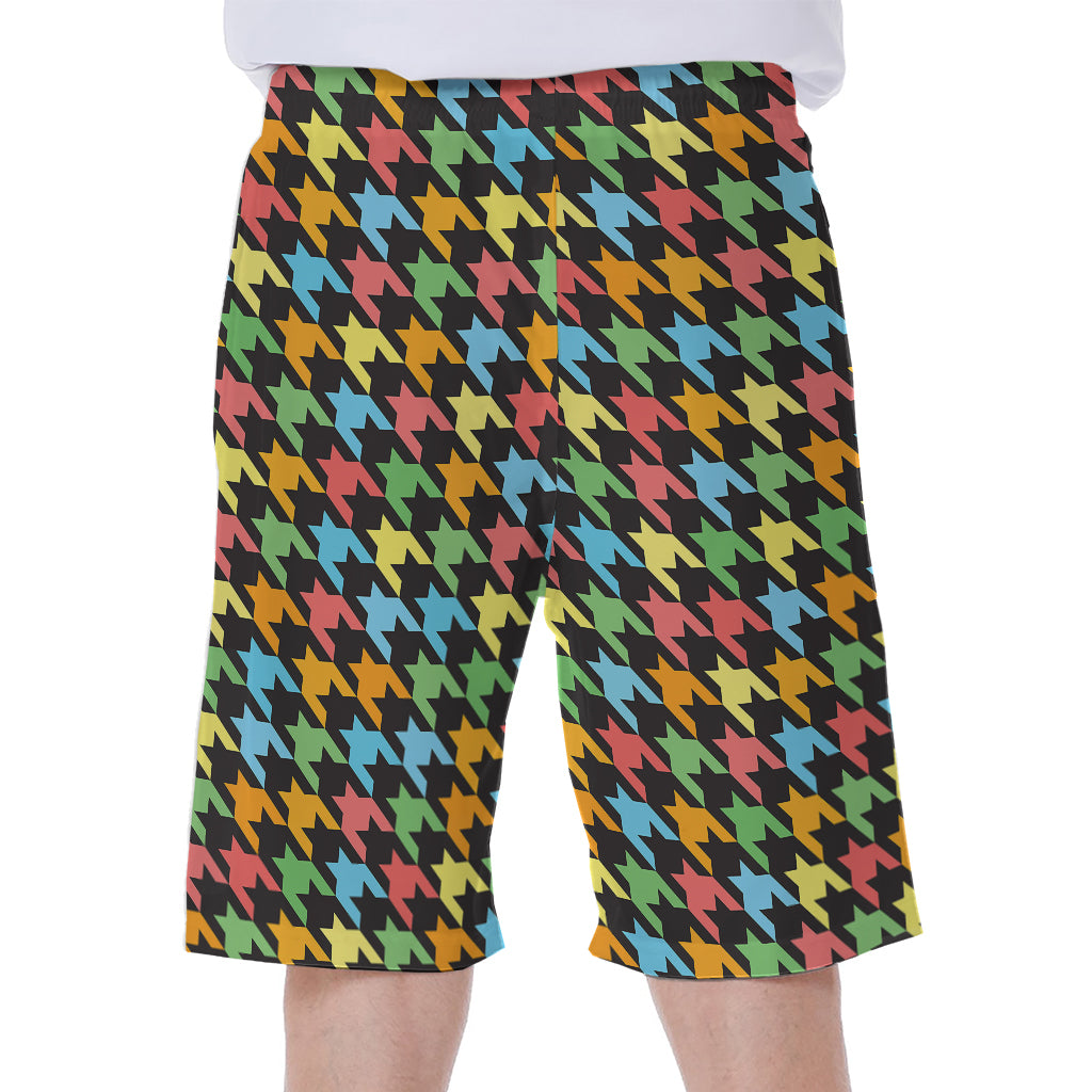Colorful Houndstooth Print Men's Beach Shorts