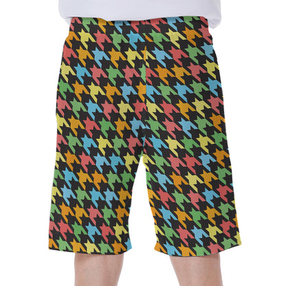 Colorful Houndstooth Print Men's Beach Shorts