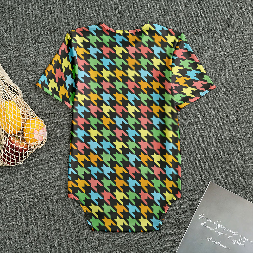 Colorful Houndstooth Print Men's Bodysuit