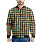 Colorful Houndstooth Print Men's Bomber Jacket